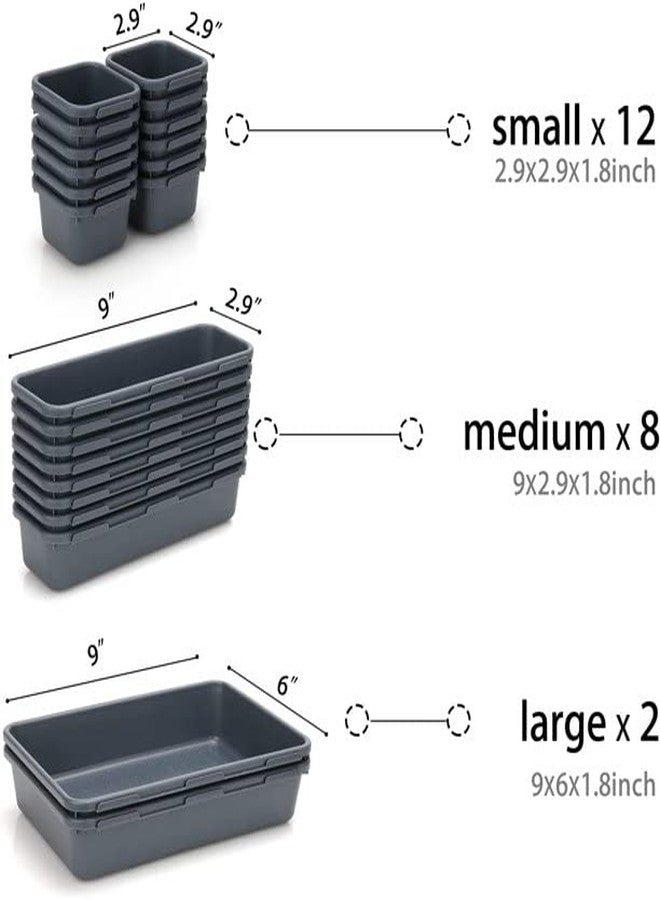CLOUDTAIL CHOICE Interlocking Drawer Organizer Bins, Durable Plastic, Various Sizes for Custom Layout Design, Great for Desk Drawer, Tool Box 22-Piece Set - Image 4